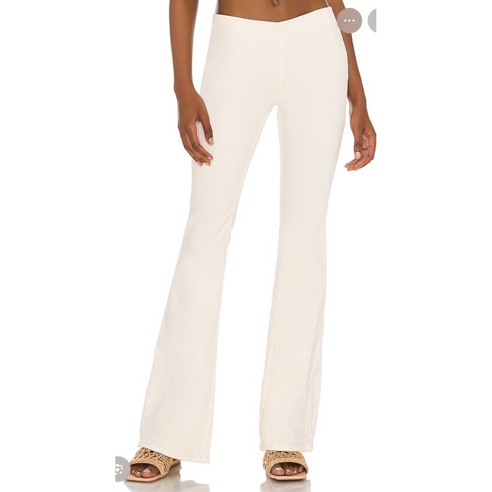 Free People Size 28 Penny Pull On Stretchy Flair Pants Cream Festival Boho NWOT